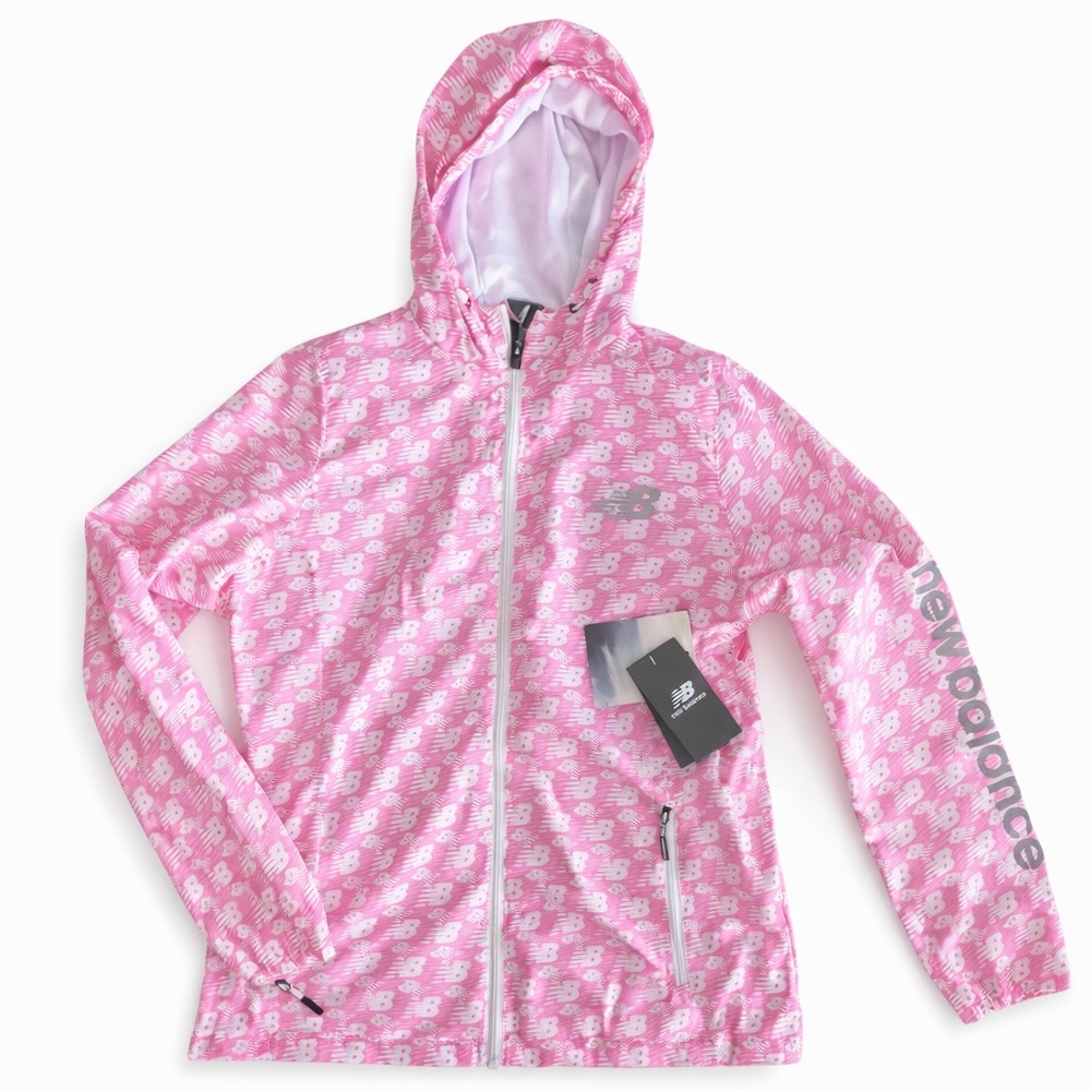 New Balance Pink and White Logo Wind Breaker Jacket NWT Travel